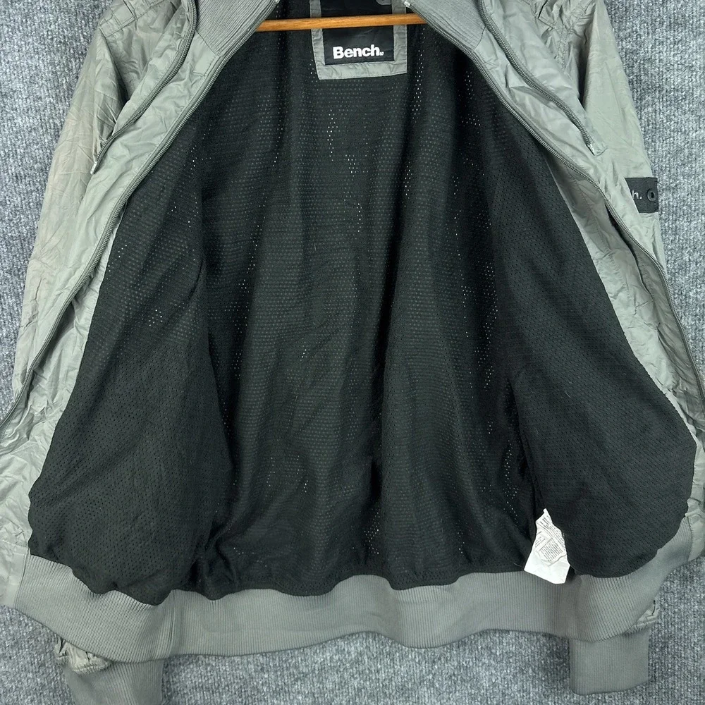 Bench Bomber Utility Jacket Windbreaker Large Mesh-Lined Gray